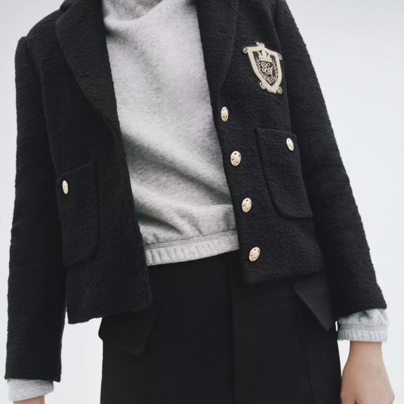 Rare zara limited edition textured tweed gold button blazer - Picture 11 of 11